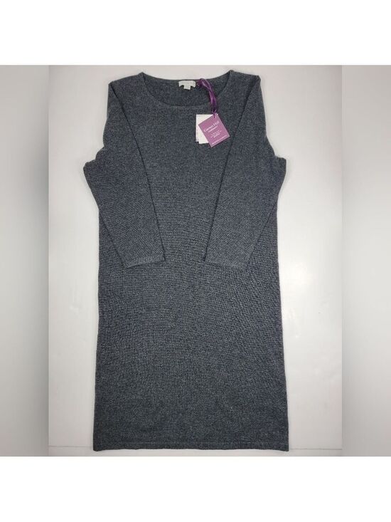 Garnet Hill Dresses & Skirts - NEW Garnet Hill Cashmere Boatneck Sweater Dress Gray Women's Size Large L NEW